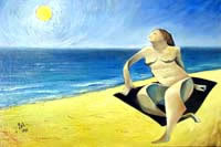 Oils on canvas painting entitled 'Sun Lover'